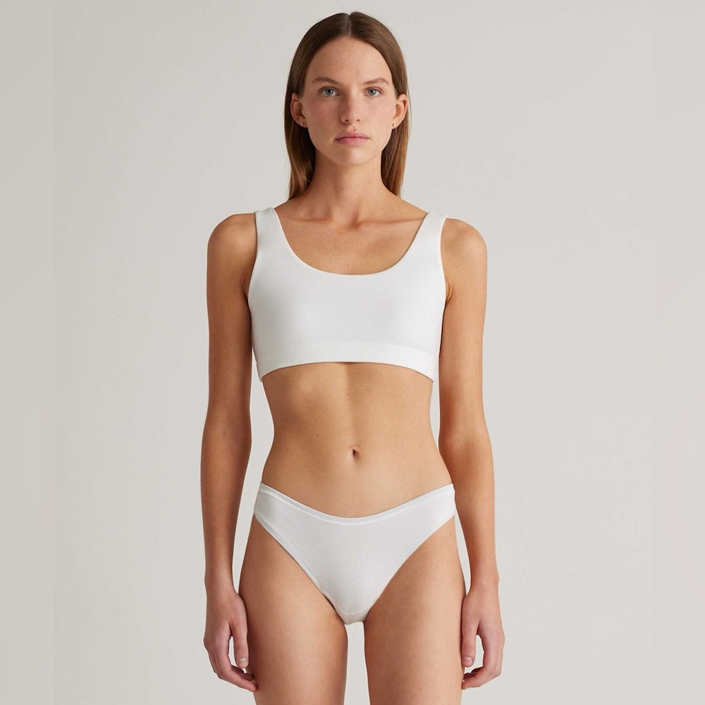 Quince Organic Cotton Bralette 2 Pack White Sz S NWT